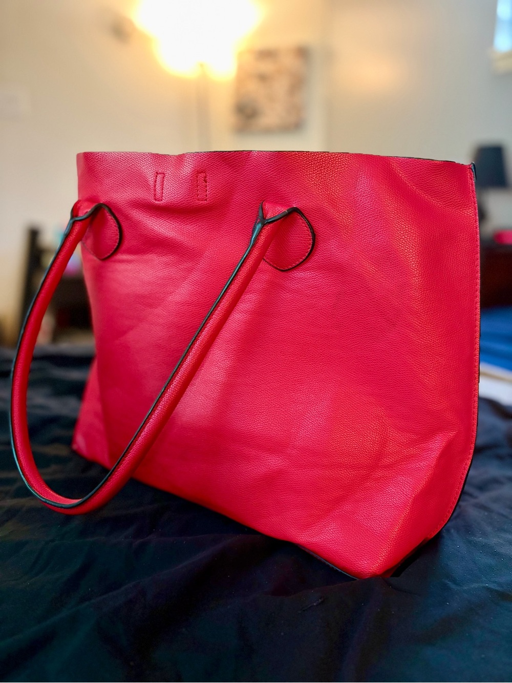 Red Leather Tote Bag - Classic Everyday Carry